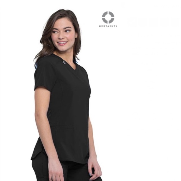 Infinity Vneck Scrub Top (Black) - Picture 2 of 5